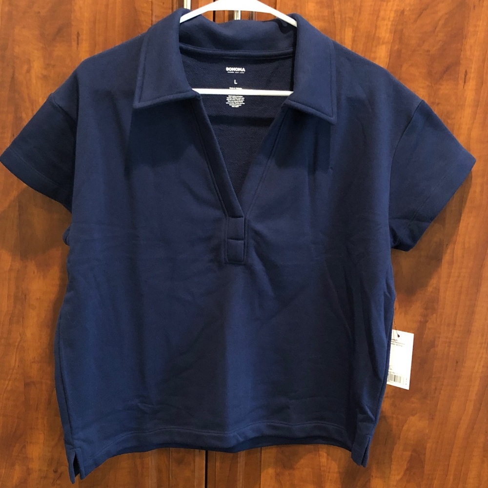 Sonoma Women's Sport Polo Shirt, Large, Blue - Picture 3 of 9